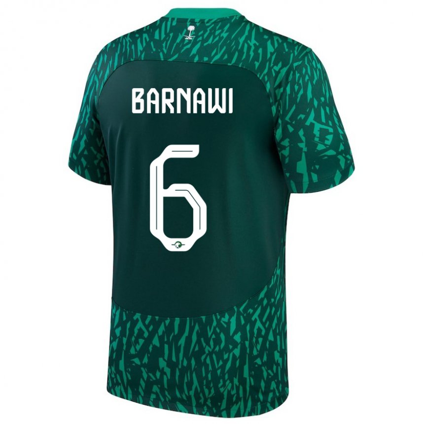 Femme Maillot Arabie Saoudite Mohammed Barnawi #6 Vert Foncé Tenues Extérieur 22-24 T-shirt Suisse