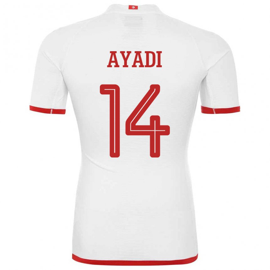 Damen Tunesische Ghada Ayadi #14 Weiß Auswärtstrikot Trikot 22-24 T-shirt Schweiz