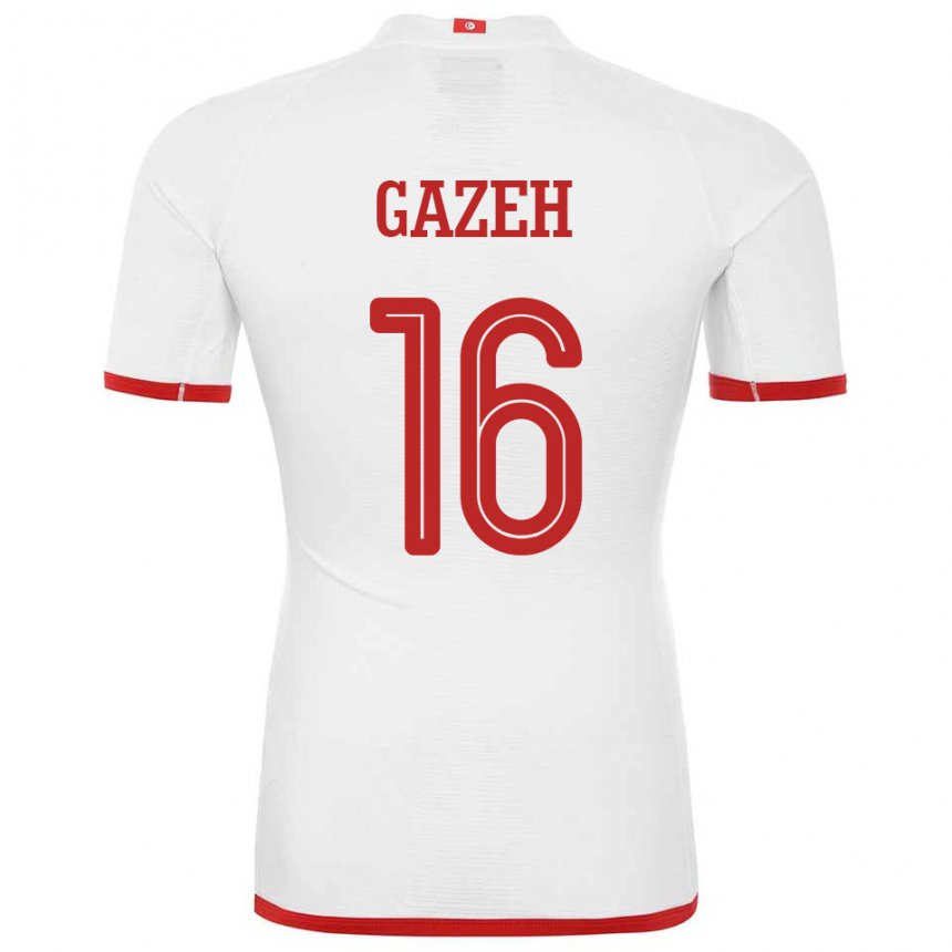 Damen Tunesische Raed Gazeh #16 Weiß Auswärtstrikot Trikot 22-24 T-shirt Schweiz