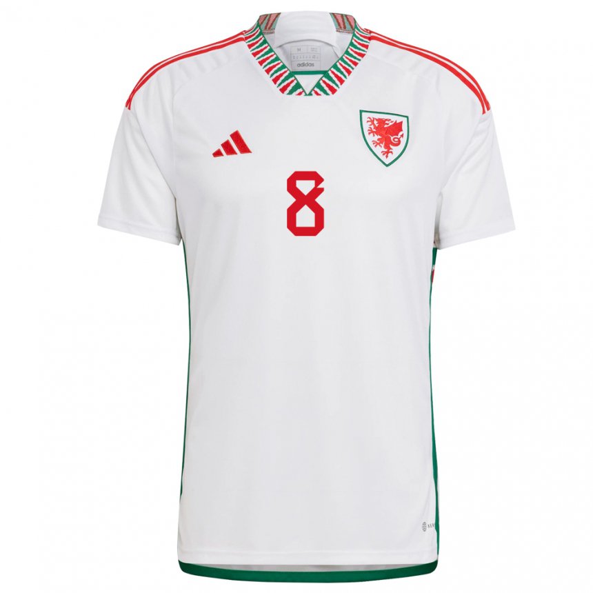 Damen Walisische Angharad James #8 Weiß Auswärtstrikot Trikot 22-24 T-shirt Schweiz