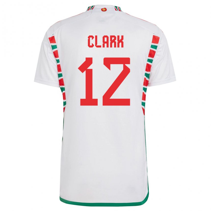 Damen Walisische Olivia Clark #12 Weiß Auswärtstrikot Trikot 22-24 T-shirt Schweiz