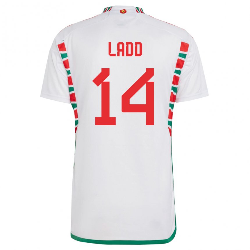 Damen Walisische Hayley Ladd #14 Weiß Auswärtstrikot Trikot 22-24 T-shirt Schweiz