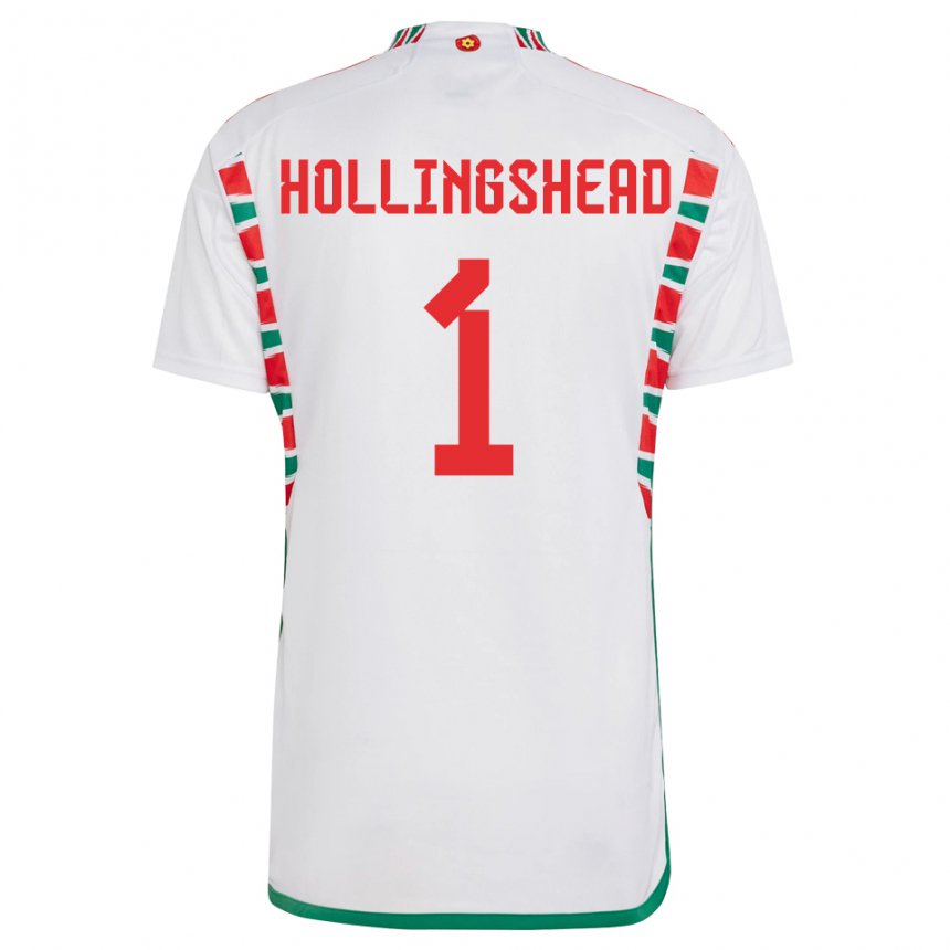 Damen Walisische Ronnie Hollingshead #1 Weiß Auswärtstrikot Trikot 22-24 T-shirt Schweiz