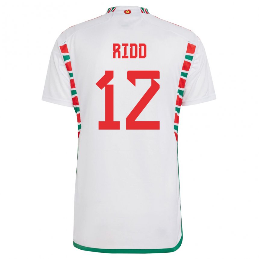 Damen Walisische Lewis Ridd #12 Weiß Auswärtstrikot Trikot 22-24 T-shirt Schweiz