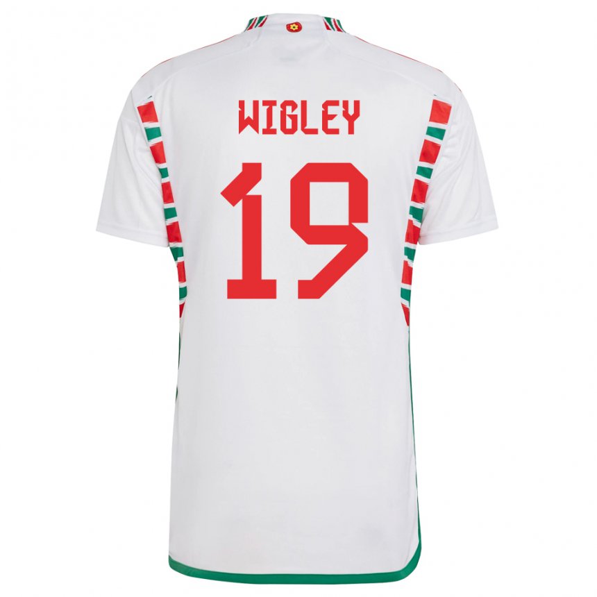 Damen Walisische Morgan Wigley #19 Weiß Auswärtstrikot Trikot 22-24 T-shirt Schweiz