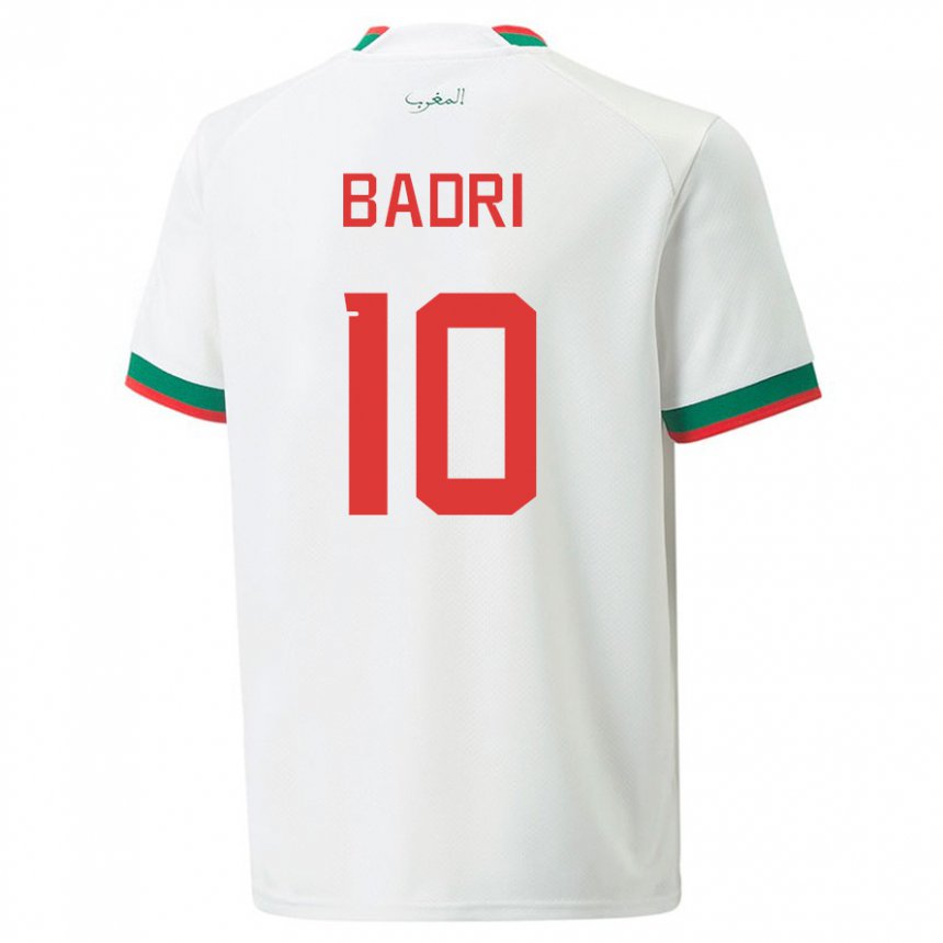 Femme Maillot Maroc Najat Badri #10 Blanc Tenues Extérieur 22-24 T-shirt Suisse