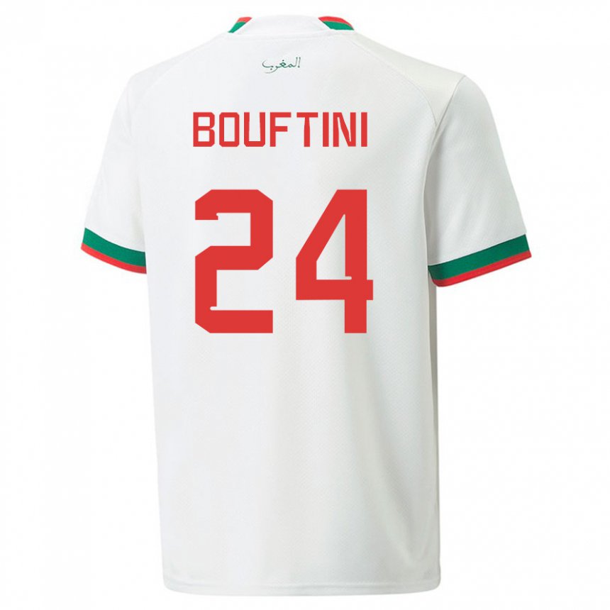 Femme Maillot Maroc Sofia Bouftini #24 Blanc Tenues Extérieur 22-24 T-shirt Suisse