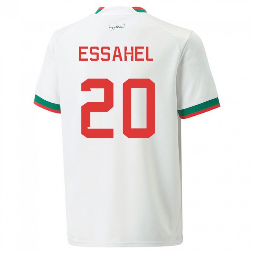 Femme Maillot Maroc Mohammed Amine Essahel #20 Blanc Tenues Extérieur 22-24 T-shirt Suisse