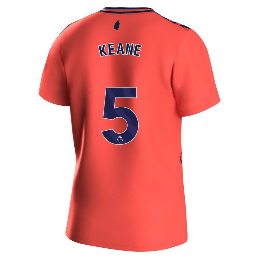 Kinder Michael Keane #5 Koralle Auswärtstrikot Trikot 2023/24 T-Shirt Schweiz
