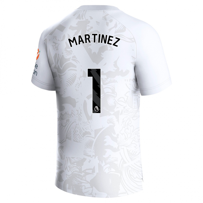 Enfant Maillot Emiliano Martínez #1 Blanc Tenues Extérieur 2023/24 T-Shirt Suisse
