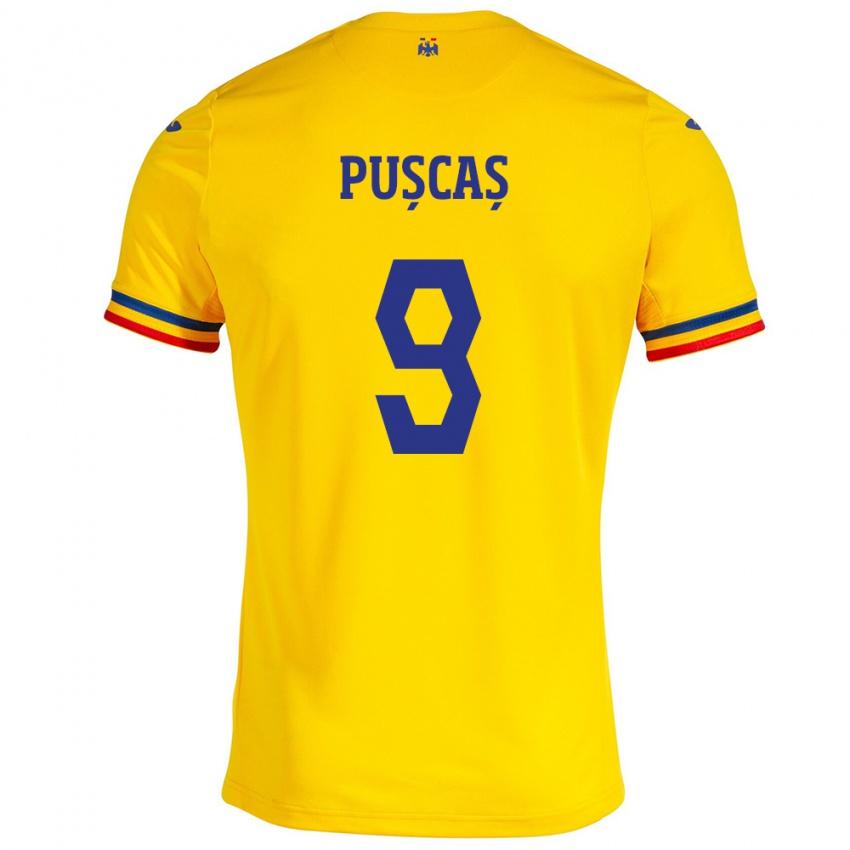 Kinder Rumänische George Pușcaș #9 Gelb Heimtrikot Trikot 24-26 T-Shirt Schweiz