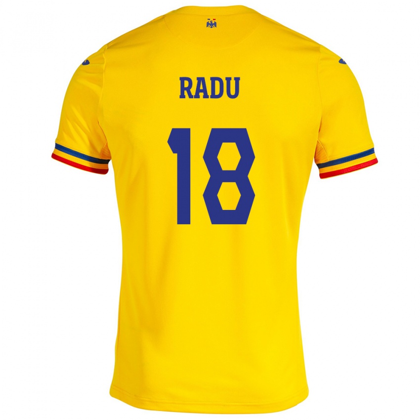 Kinder Rumänische Denis Radu #18 Gelb Heimtrikot Trikot 24-26 T-Shirt Schweiz