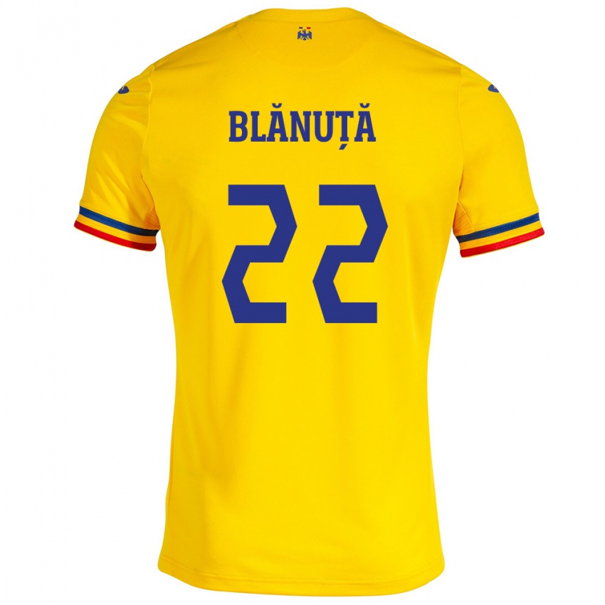 Kinder Rumänische Vladislav Blănuță #22 Gelb Heimtrikot Trikot 24-26 T-Shirt Schweiz