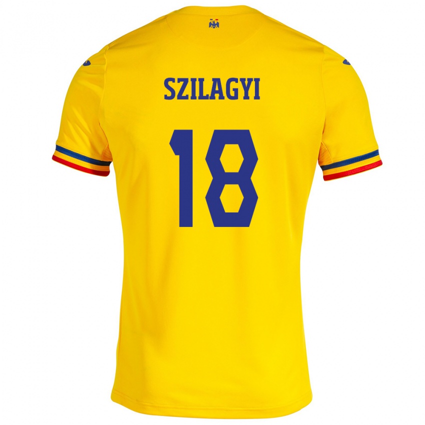 Kinder Rumänische Szabolcs Szilágyi #18 Gelb Heimtrikot Trikot 24-26 T-Shirt Schweiz