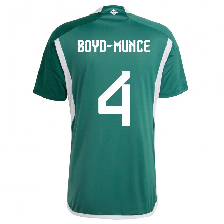 Kinder Nordirland Caolan Boyd-Munce #4 Grün Heimtrikot Trikot 24-26 T-Shirt Schweiz