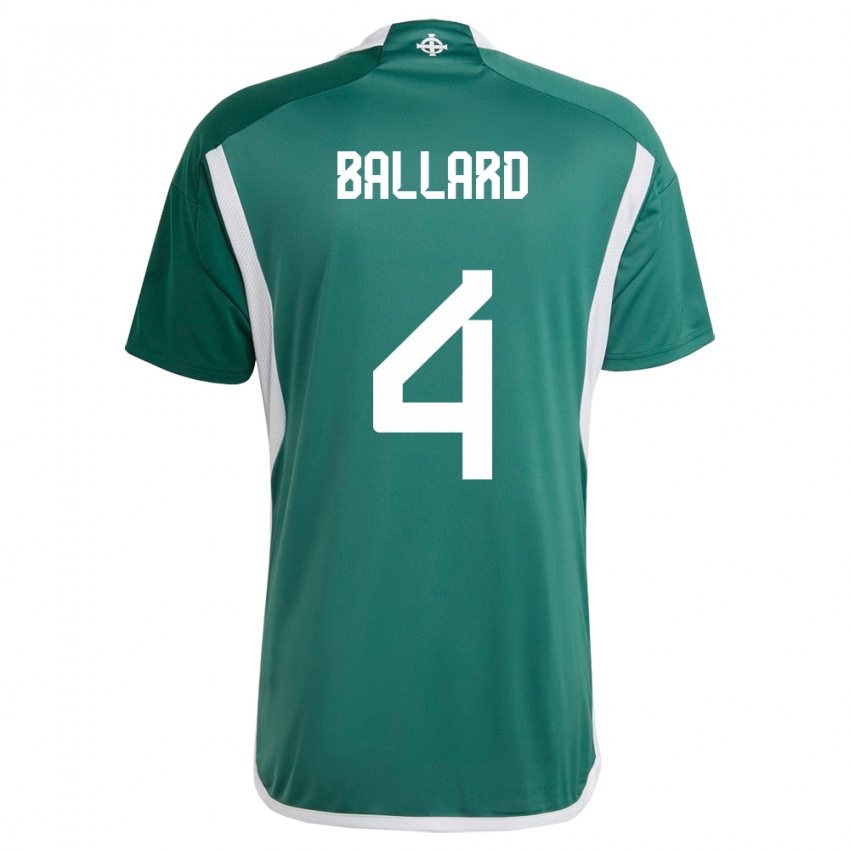 Kinder Nordirland Daniel Ballard #4 Grün Heimtrikot Trikot 24-26 T-Shirt Schweiz