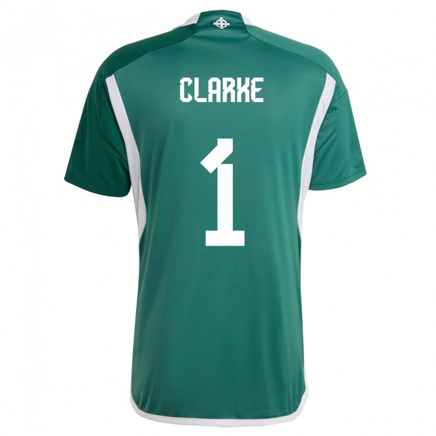 Kinder Nordirland Josh Clarke #1 Grün Heimtrikot Trikot 24-26 T-Shirt Schweiz
