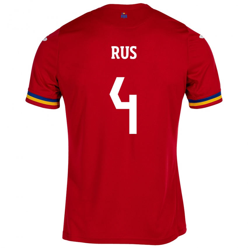 Kinder Rumänische Adrian Rus #4 Rot Auswärtstrikot Trikot 24-26 T-Shirt Schweiz