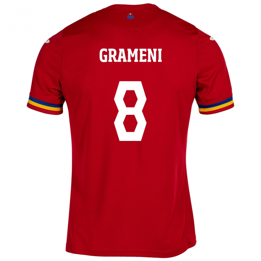 Kinder Rumänische Constantin Grameni #8 Rot Auswärtstrikot Trikot 24-26 T-Shirt Schweiz