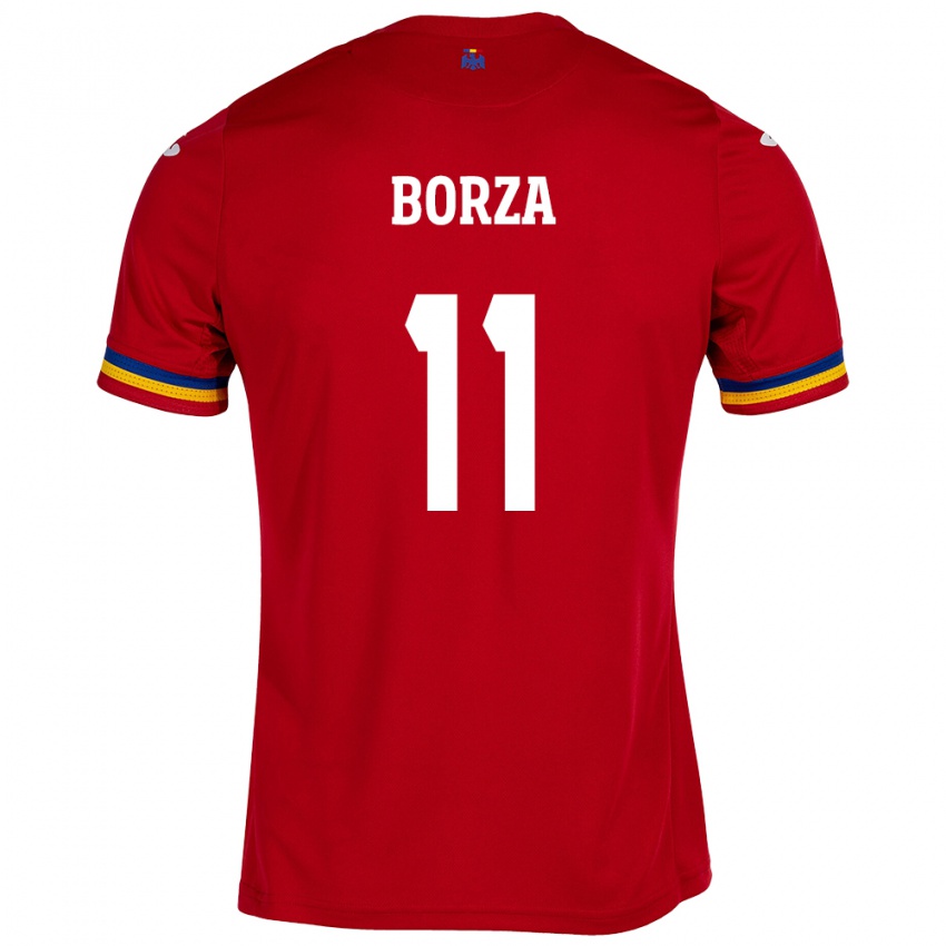 Kinder Rumänische Andrei Borza #11 Rot Auswärtstrikot Trikot 24-26 T-Shirt Schweiz