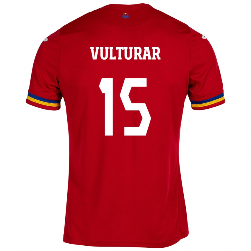 Kinder Rumänische Cătălin Vulturar #15 Rot Auswärtstrikot Trikot 24-26 T-Shirt Schweiz