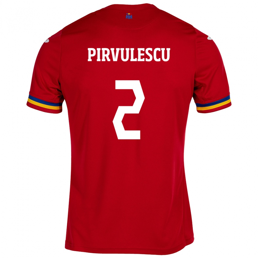 Kinder Rumänische Sergiu Pîrvulescu #2 Rot Auswärtstrikot Trikot 24-26 T-Shirt Schweiz