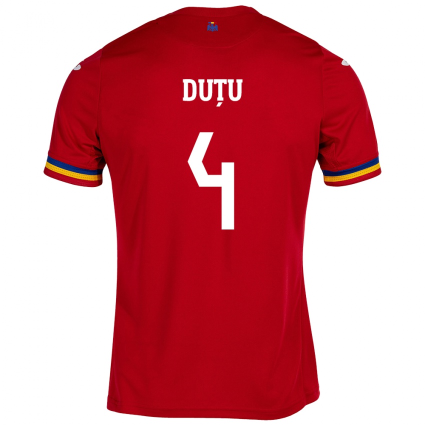 Kinder Rumänische Ștefan Duțu #4 Rot Auswärtstrikot Trikot 24-26 T-Shirt Schweiz