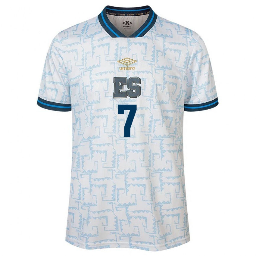 Kinder El Salvador Jefferson Valladares #7 Weiß Auswärtstrikot Trikot 24-26 T-Shirt Schweiz