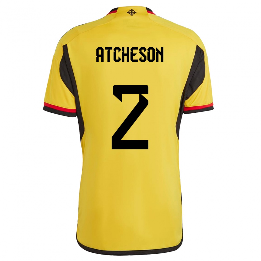 Kinder Nordirland Tom Atcheson #2 Weiß Auswärtstrikot Trikot 24-26 T-Shirt Schweiz