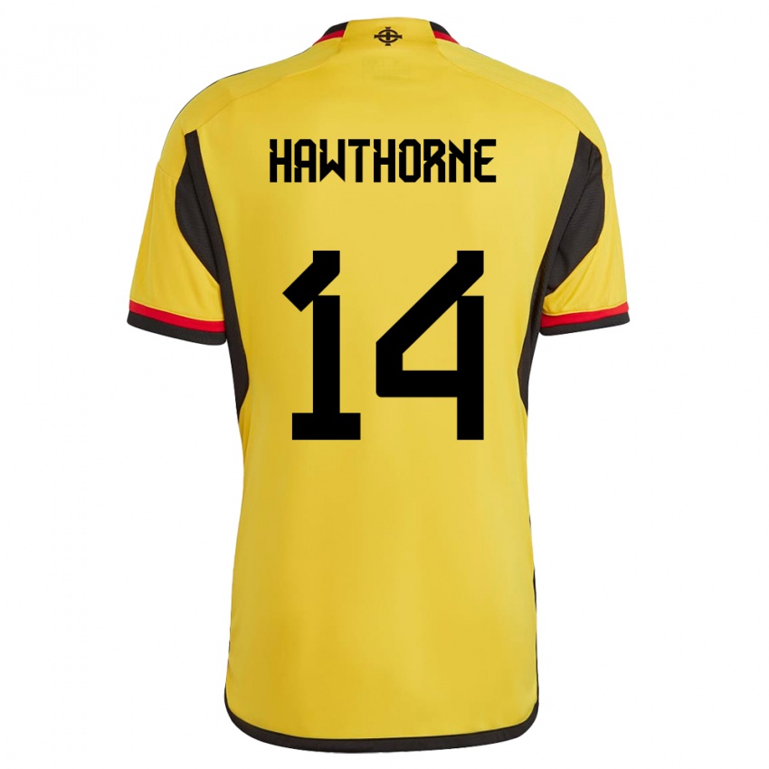 Kinder Nordirland Keevan Hawthorne #14 Weiß Auswärtstrikot Trikot 24-26 T-Shirt Schweiz