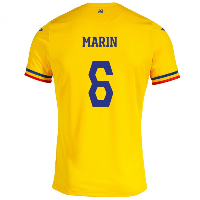 Herren Rumänische Marius Marin #6 Gelb Heimtrikot Trikot 24-26 T-Shirt Schweiz