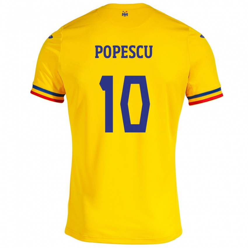 Herren Rumänische Octavian Popescu #10 Gelb Heimtrikot Trikot 24-26 T-Shirt Schweiz