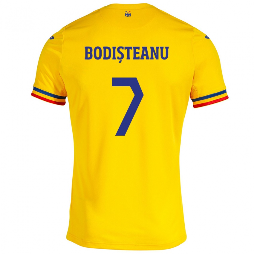 Herren Rumänische Ștefan Bodișteanu #7 Gelb Heimtrikot Trikot 24-26 T-Shirt Schweiz