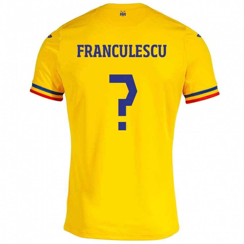 Herren Rumänische Adrian Frânculescu #0 Gelb Heimtrikot Trikot 24-26 T-Shirt Schweiz