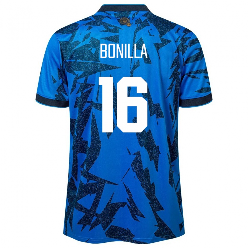 Homme Maillot Salvador Elmer Bonilla #16 Bleu Tenues Domicile 24-26 T-Shirt Suisse