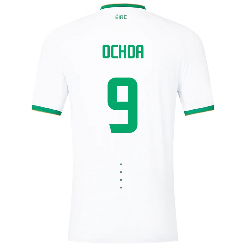 Herren Irische Aarón Ochoa #9 Weiß Auswärtstrikot Trikot 24-26 T-Shirt Schweiz