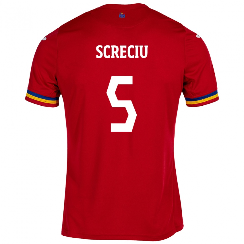 Herren Rumänische Vladimir Screciu #5 Rot Auswärtstrikot Trikot 24-26 T-Shirt Schweiz