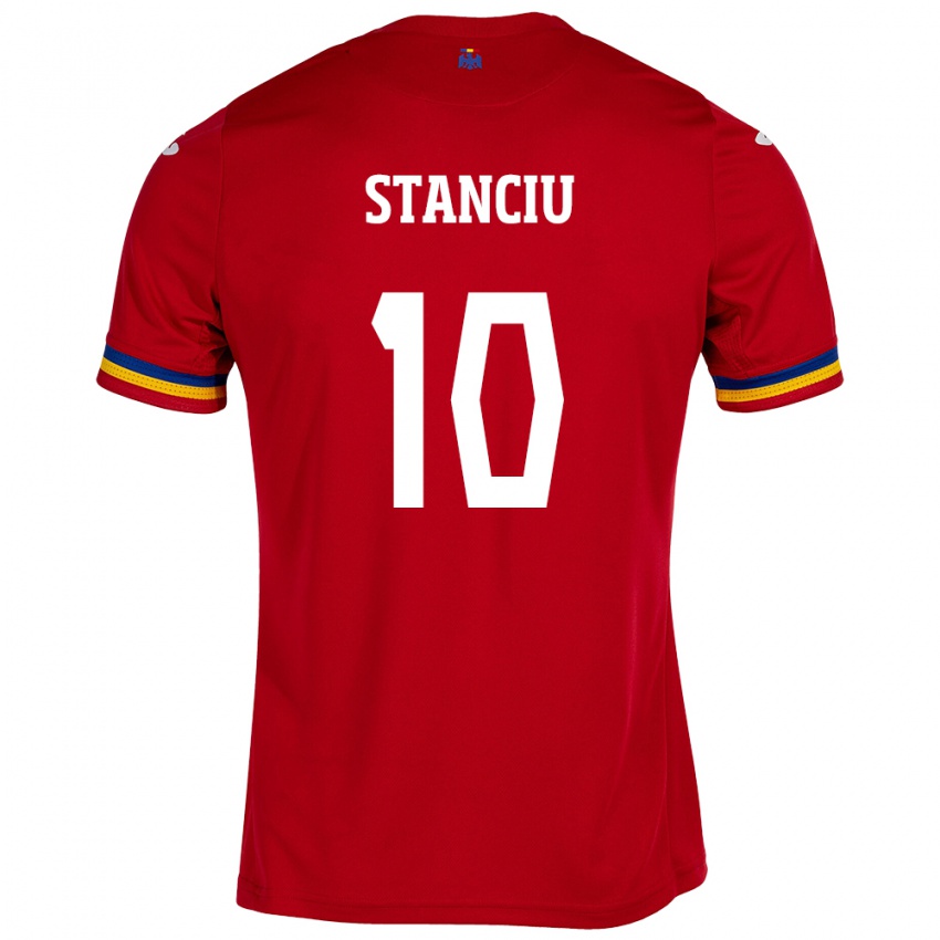 Herren Rumänische Nicolae Stanciu #10 Rot Auswärtstrikot Trikot 24-26 T-Shirt Schweiz