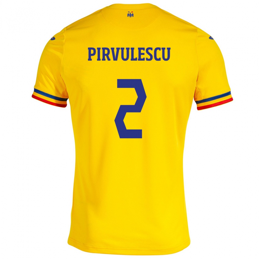 Damen Rumänische Sergiu Pîrvulescu #2 Gelb Heimtrikot Trikot 24-26 T-Shirt Schweiz