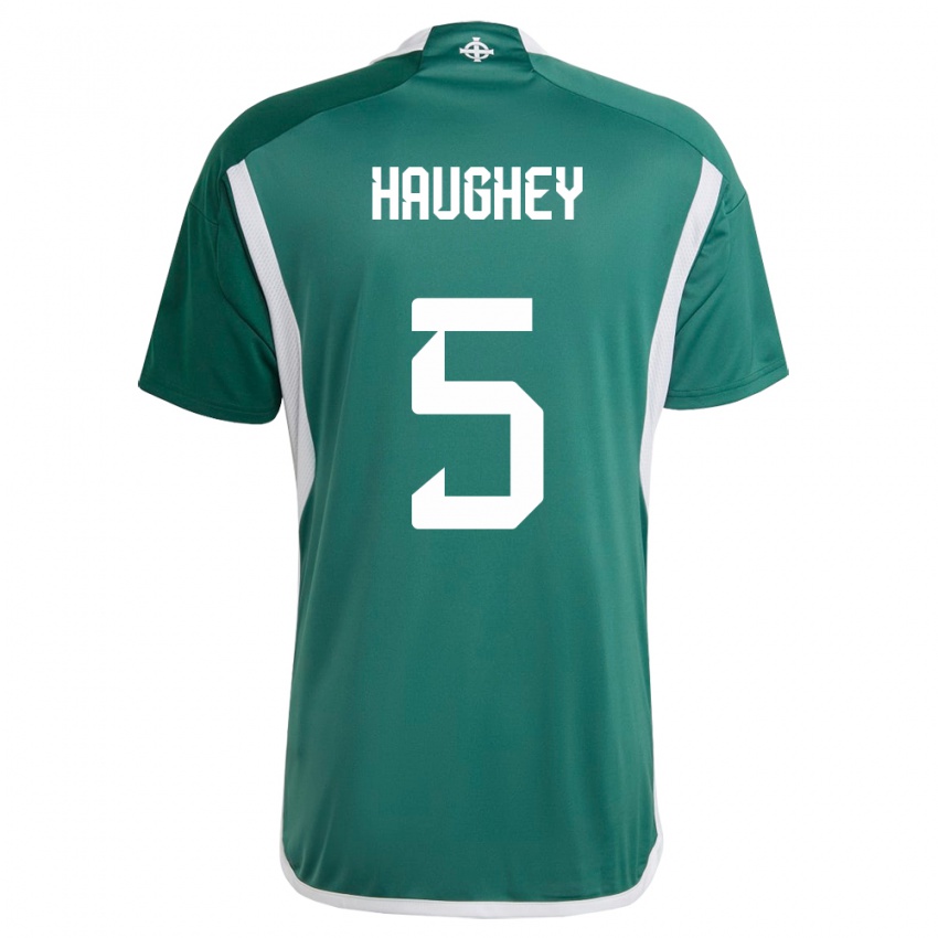 Femme Maillot Irlande Du Nord Conor Haughey #5 Vert Tenues Domicile 24-26 T-Shirt Suisse