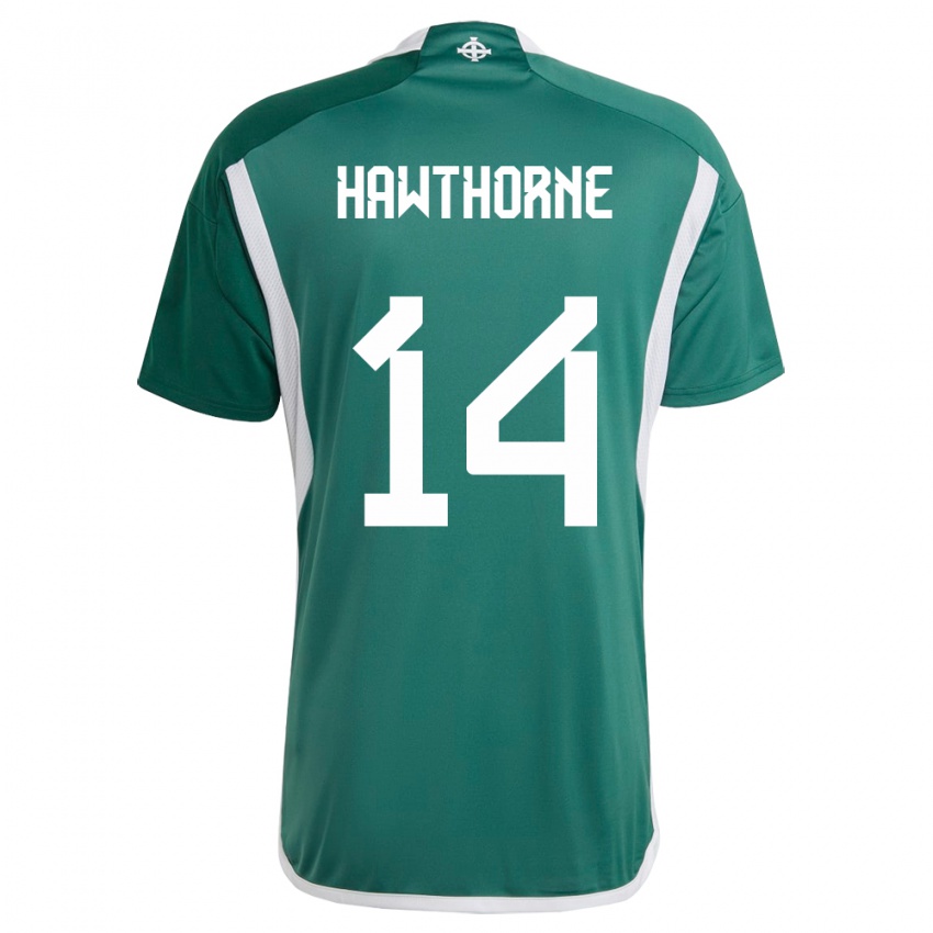 Femme Maillot Irlande Du Nord Keevan Hawthorne #14 Vert Tenues Domicile 24-26 T-Shirt Suisse