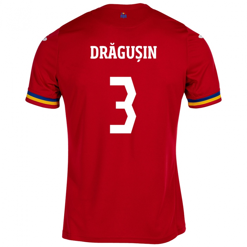 Damen Rumänische Radu Drăgușin #3 Rot Auswärtstrikot Trikot 24-26 T-Shirt Schweiz