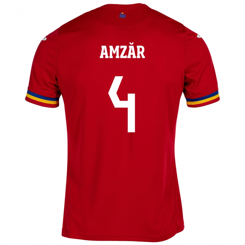 Damen Rumänische Costin Amzăr #4 Rot Auswärtstrikot Trikot 24-26 T-Shirt Schweiz