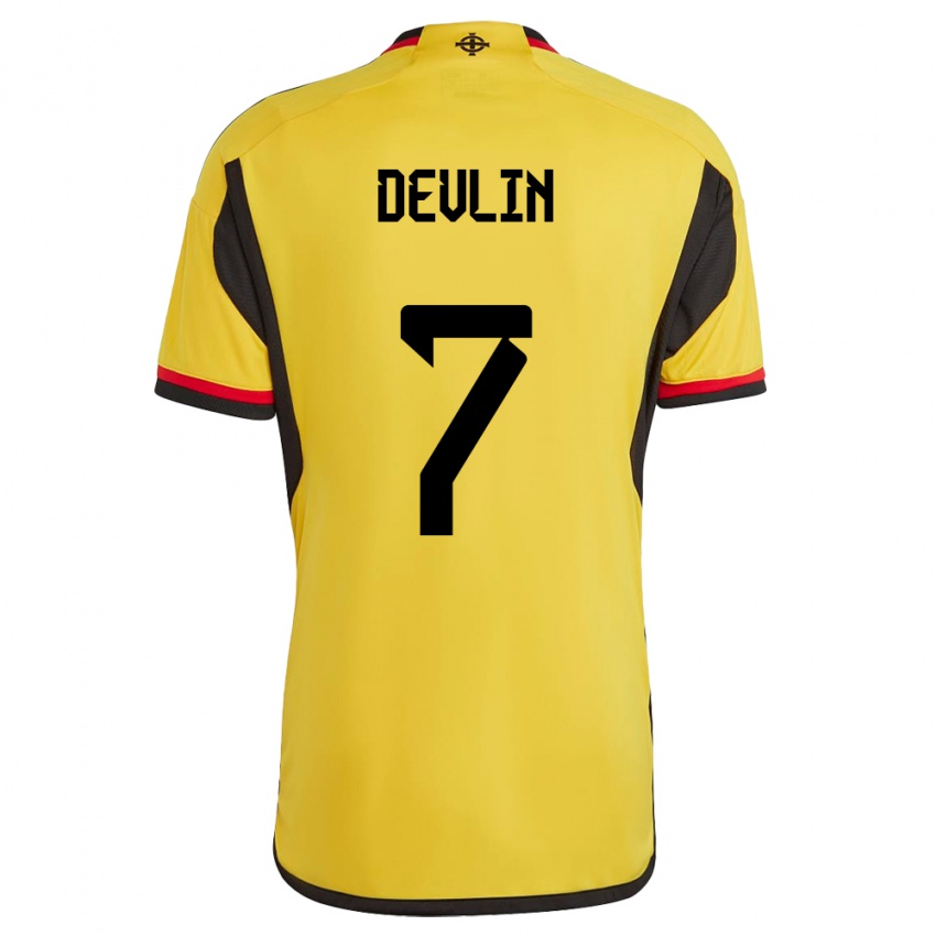 Damen Nordirland Terry Devlin #7 Weiß Auswärtstrikot Trikot 24-26 T-Shirt Schweiz