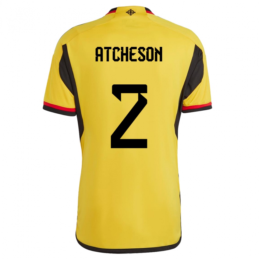 Damen Nordirland Tom Atcheson #2 Weiß Auswärtstrikot Trikot 24-26 T-Shirt Schweiz