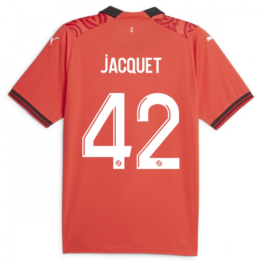 Kinder Jérémy Jacquet #42 Rot Heimtrikot Trikot 2023/24 T-Shirt Schweiz