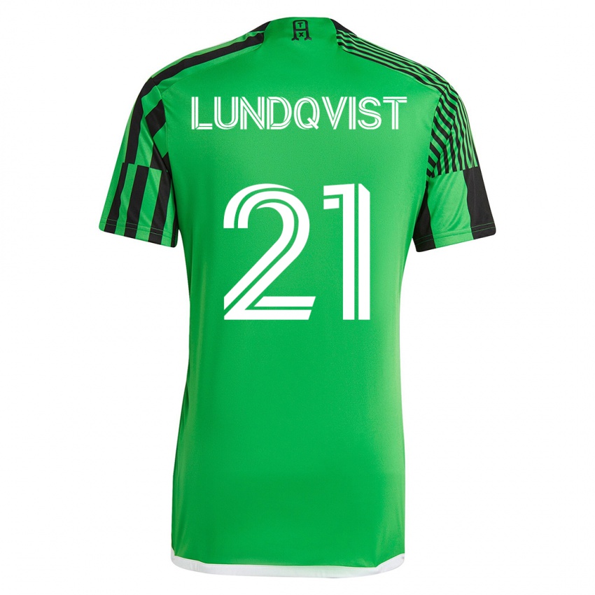 Kinder Adam Lundqvist #21 Grün Schwarz Heimtrikot Trikot 2023/24 T-Shirt Schweiz