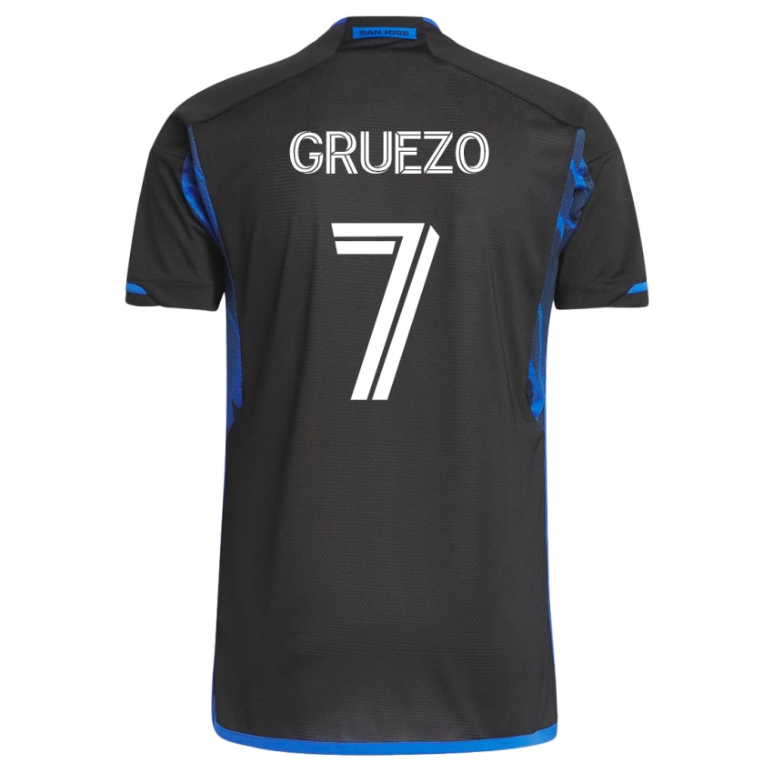 Kinder Carlos Gruezo #7 Blau Schwarz Heimtrikot Trikot 2023/24 T-Shirt Schweiz
