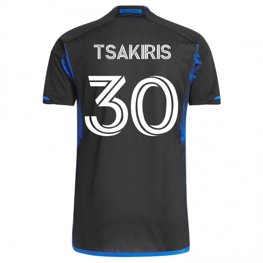 Kinder Niko Tsakiris #30 Blau Schwarz Heimtrikot Trikot 2023/24 T-Shirt Schweiz