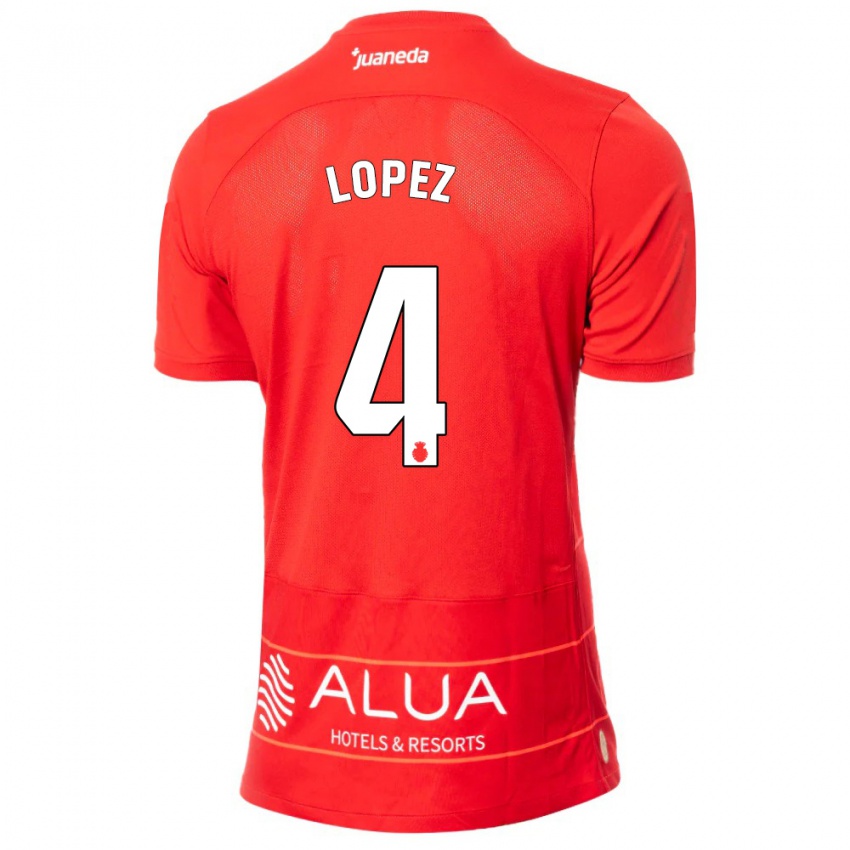 Kinder David López #4 Rot Heimtrikot Trikot 2023/24 T-Shirt Schweiz